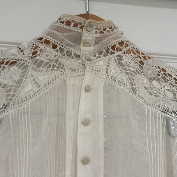 🌹RARE Vintage 1900 Oppenheim, Collins & Co. Elegant Lace Trimmed Cream Blouse🌹 - Picture 2 of 9
